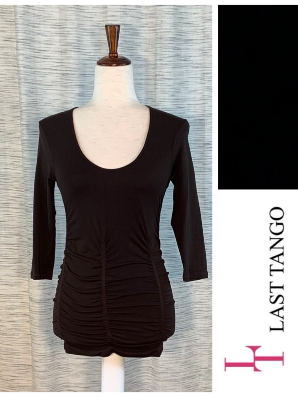 Last Tango solid dark brown 3/4 sleeved top.